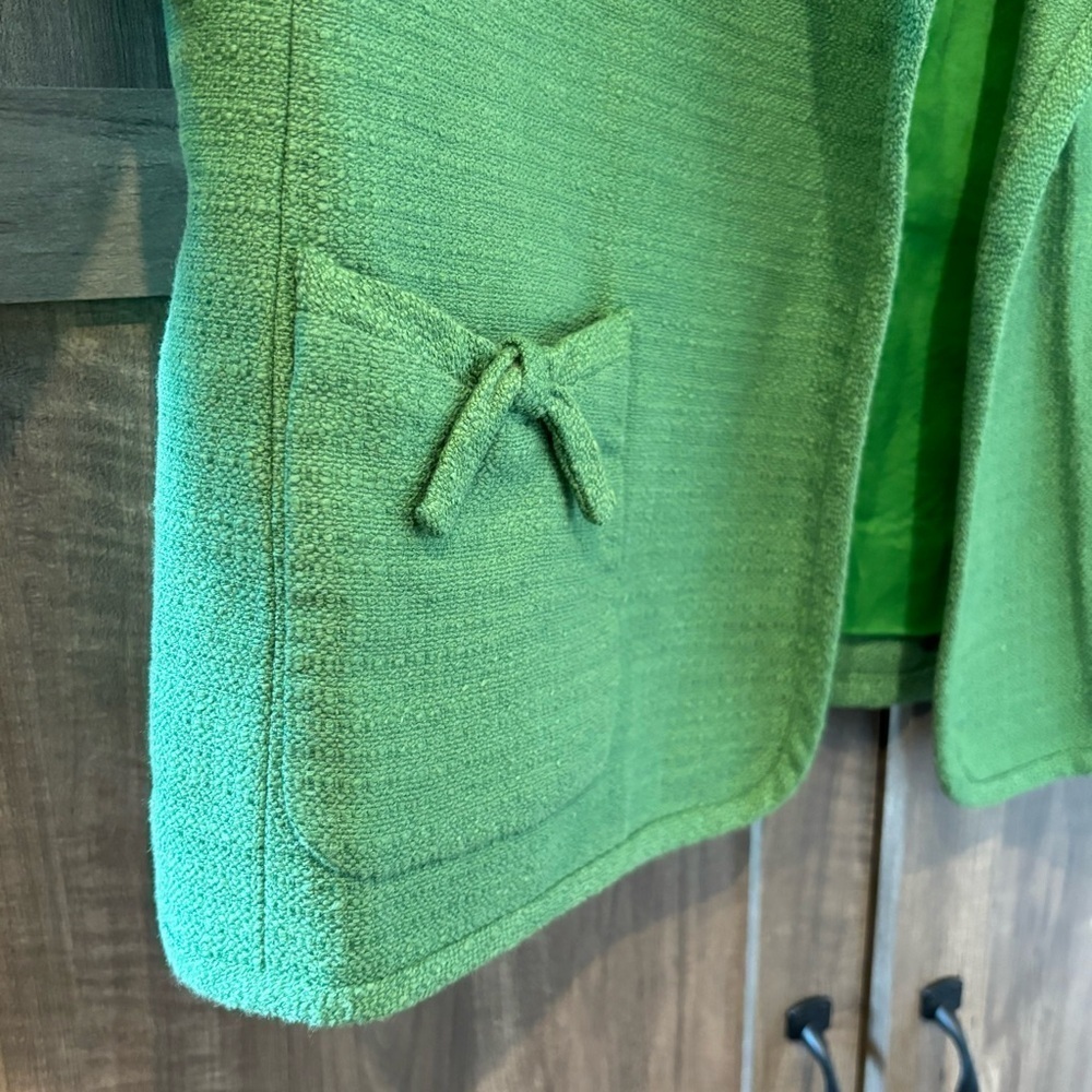 Talbots 10p Linen Blend Blazer Open Front Green 3… - image 6